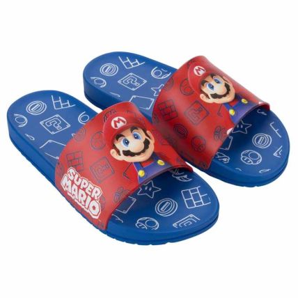 Chinelo Slide Infantil Super Mario View - 23477 - Azul/vermelho - Atacado
