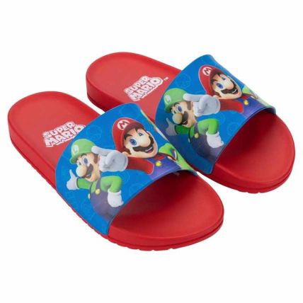 Chinelo Slide Infantil Super Mario View - 23477 - Vermelho/azul - Atacado