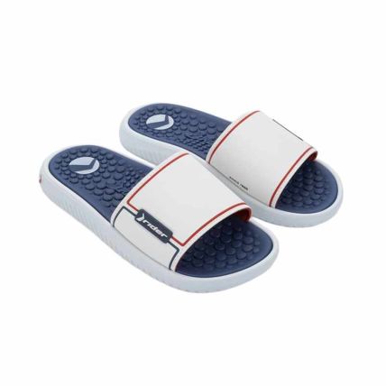 Chinelo Slide Masculino Rider Pump Ii - 12424 - Branco/branco/azul - Atacado