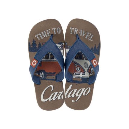 Chinelo Infantil Cartago Dakar - 10808 - Marrom/azul/telha - Atacado