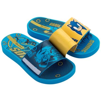 Chinelo Slide Infantil Ipanema Sonic - 27129 - Azul Claro/ Amarelo - Atacado