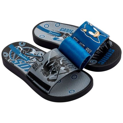 Chinelo Slide Infantil Ipanema Sonic - 27129 - Preto/Azul - Atacado