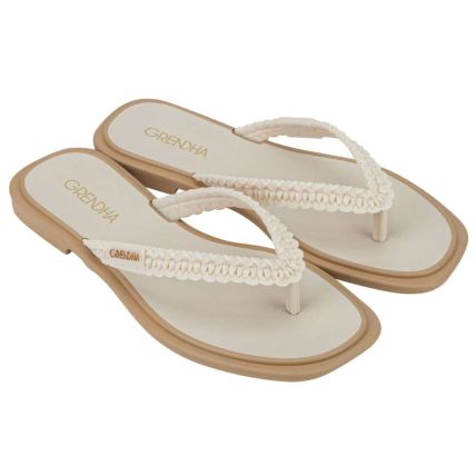 Rasteira Feminina Grendha Caju Gaia - 18703 - Off White Medio/Branco - Atacado
