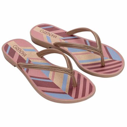 Rasteira Feminino Grendha Mais Acai Energia - 18060 - Mocca Geometrico - Atacado