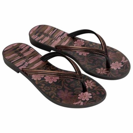 Rasteira Feminino Grendha Mais Acai Energia - 18060 - Preto Floral - Atacado