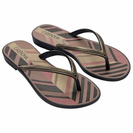 Rasteira Feminino Grendha Mais Acai Energia - 18060 - Preto Geometrico - Atacado