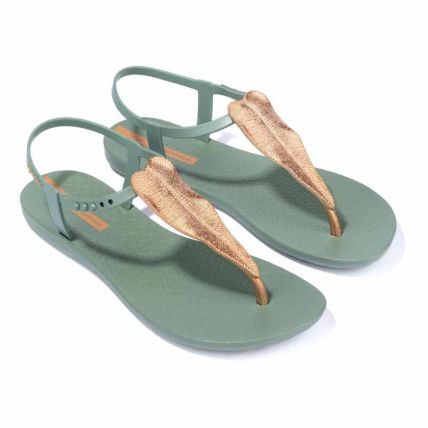 Sandalia Feminino Ipanema Class Flora - 83774 - Verde/dourado/bege - Atacado