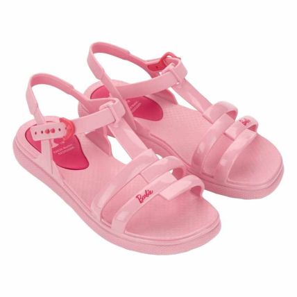 Sandalia Infantil Barbie Glass Flat - 23434 - Rosa Claro - Atacado