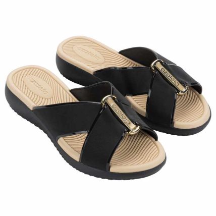 Tamanco Feminino Azaleia Fer - 19421 - Preto/bege - Atacado